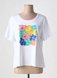 Tricou serigrafie cu strasuri mâneci scurte alb LEO & UGO femme