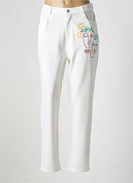 Pantalon slim talie elastică mărime normală bej LEO & UGO femme