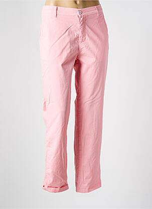 Pantalon chino țesătură poplin mărime normală roz HAPPY femeie