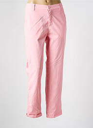 Pantalon chino țesătură poplin mărime normală roz HAPPY femeie
