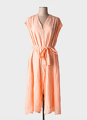 Rochie midi mâneci scurte mâneci scurte portocalie GINETTE MIAMI femeie