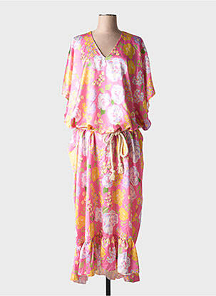 Rochie lungă mâneci scurte mâneci scurte roz GINETTE MIAMI femeie