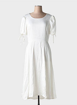 Rochie midi mâneci scurte mâneci scurte alb ELLI WHITE femeie