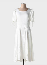Rochie midi închidere cu fermoar la spate mâneci scurte alb ELLI WHITE femeie