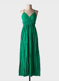 Rochie lungă mâneci cu bretele ajustabile bretele subțiri verde MISS SARA FASHION femeie