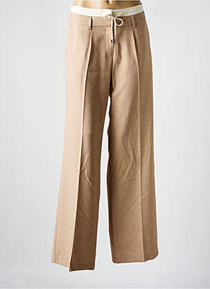 Pantalon evazat talie elastică bej ANNA MONTANA femeie