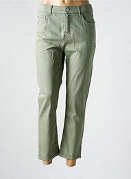Pantalon 7/8 închidere cu fermoar sub clapetă cu nasturi verde ANNA MONTANA femme