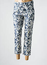 Pantalon 7/8 închidere cu fermoar sub clapetă cu nasturi albastru ANNA MONTANA femme