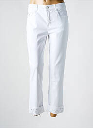 Pantalon 7/8 închidere cu fermoar sub clapetă cu nasturi alb ANNA MONTANA femme
