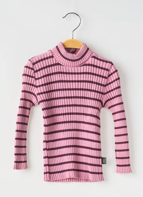Pulover cu guler înalt roz COUDEMAIL fată