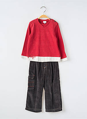 Set pantaloni mâneci lungi roșu COUDEMAIL fată