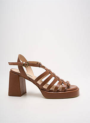 Sandale/pantofi decupați semi compensat toc de 7 la 9 cm maro JANET & JANET femeie