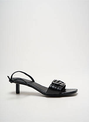 Sandale/pantofi decupați țesătură satinată toc de 4 la 6 cm negru WHAT FOR femeie
