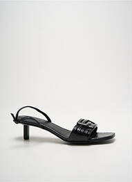 Sandale/pantofi decupați țesătură satinată toc de 4 la 6 cm negru WHAT FOR femme