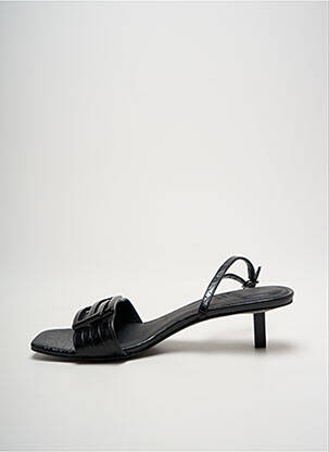 Sandale/pantofi decupați țesătură satinată toc de 4 la 6 cm negru WHAT FOR femeie