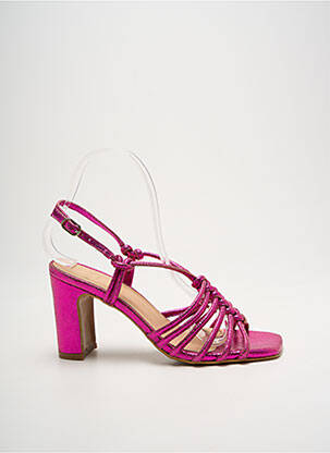 Sandale/pantofi decupați țesătură satinată toc de 7 la 9 cm roz ANAKI femeie