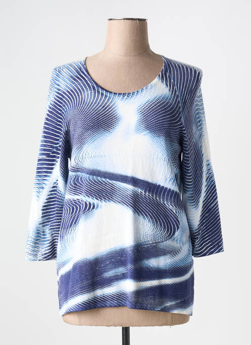 Pulover croială cambrată mâneci 3/4 albastru CHRISTINE LAURE femme