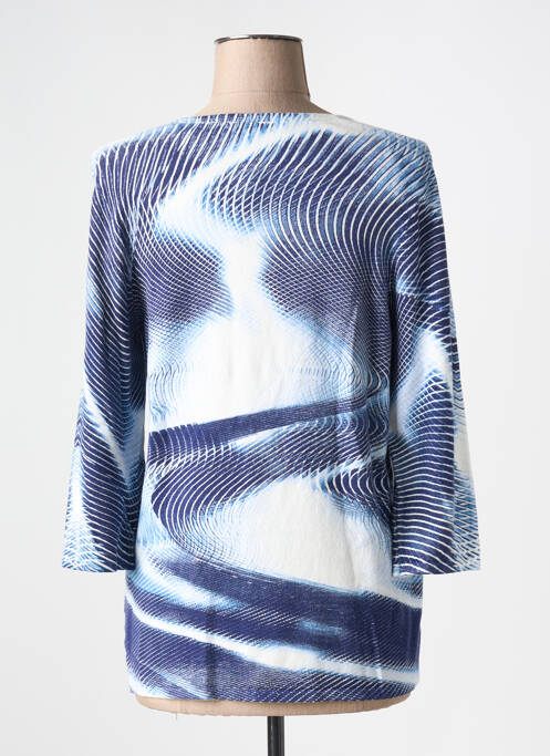 Pulover croială cambrată mâneci 3/4 albastru CHRISTINE LAURE femme