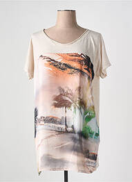 Tricou imprimeu fantezie mâneci scurte bej LA FEE MARABOUTEE femme