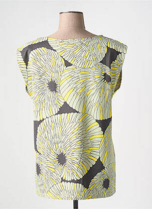 Tricou imprimeu fantezie mâneci scurte galben SKFK femeie