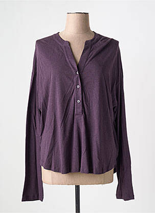 Pulover țesătură melanj mâneci lungi violet MAJESTIC FILATURES femeie
