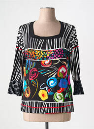 Tricou imprimeu fantezie mâneci 3/4 negru OLIVIER PHILIPS femme