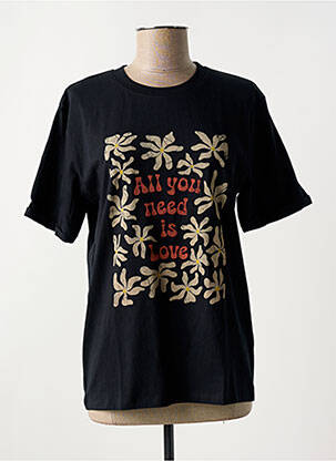 Tricou serigrafie flockată mâneci scurte negru LEE COOPER femeie