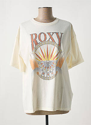 Tricou serigrafie flockată mâneci scurte bej ROXY femeie