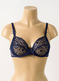 Sutien efect material satinat sutien cupe întregi cu decolteu înalt albastru ANTINEA femme