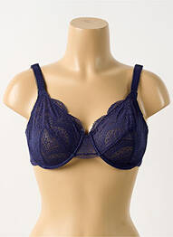 Sutien efect material satinat sutien cupe întregi cu decolteu înalt albastru SIMONE PERELE femme