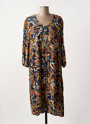 Rochie midi imprimeu floral mâneci lungi albastru GRIFFON femeie