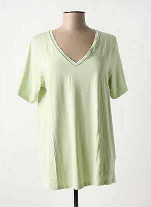 Tricou croială dreaptă mâneci scurte verde YESTA femeie