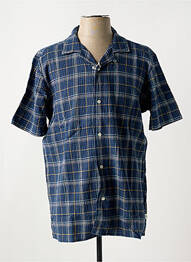 Cămașă cu mâneci scurte imprimeu carouri albastru KNOWLEDGE COTTON APPAREL homme