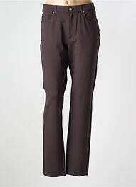 Pantalon drept închidere cu fermoar sub clapetă cu nasturi maro LCDN femme