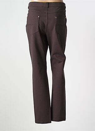 Pantalon drept închidere cu fermoar sub clapetă cu nasturi maro LCDN femeie