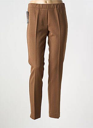 Pantalon slim talie elastică maro QUATRE VINGT JOURS femeie