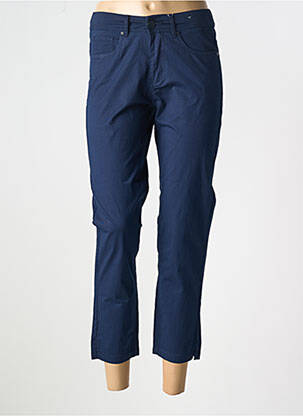 Pantalon 7/8 închidere cu fermoar sub clapetă cu nasturi albastru QUATRE VINGT JOURS femeie