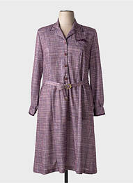 Rochie midi imprimeu fantezie mâneci lungi violet VALMODE femme