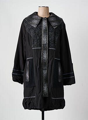 Palton lung negru QUATRE VINGT JOURS femeie