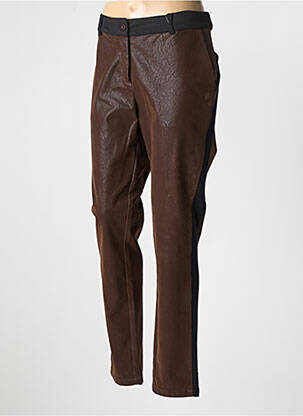 Pantalon chino broderie galoni laterali mărime normală maro TREND BY CAPTAIN TORTUE femeie