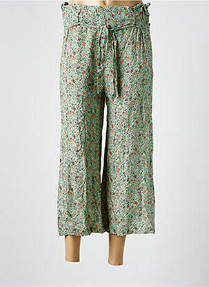 Pantalon 7/8 talie înaltă talie înaltă verde COULEURS DU TEMPS femeie