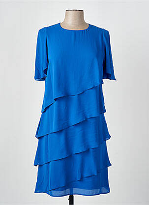 Rochie midi țesătură crep mâneci scurte albastru GREGORY PAT femeie