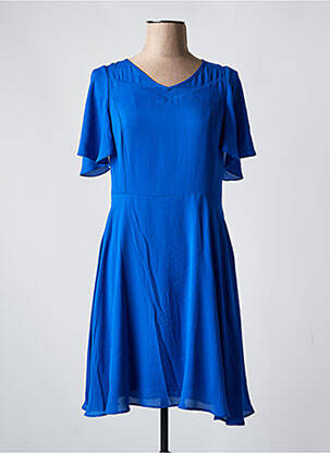 Rochie midi țesătură crep mâneci scurte albastru GREGORY PAT femeie