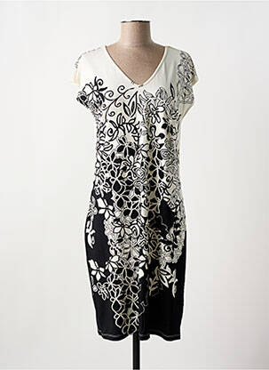 Rochie midi imprimeu floral mâneci scurte negru GREGORY PAT femeie