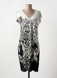 Rochie midi imprimeu floral mâneci scurte negru GREGORY PAT femme