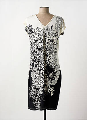 Rochie midi imprimeu floral mâneci scurte negru GREGORY PAT femeie