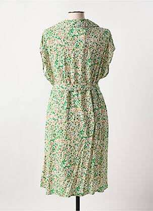 Rochie midi imprimeu floral mâneci scurte verde COULEURS DU TEMPS femeie