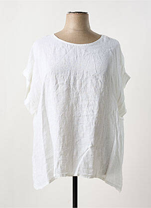 Tunică mâneci scurte alb COULEURS DU TEMPS femeie