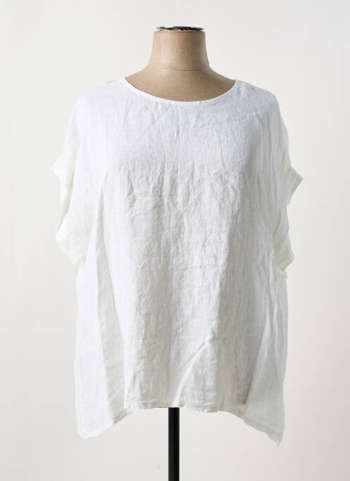 Tunică mâneci scurte alb COULEURS DU TEMPS femeie