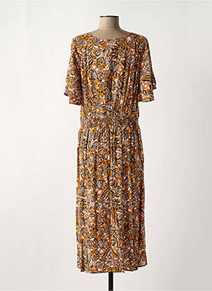 Rochie midi imprimeu floral mâneci scurte maro MISS BY CAPTAIN TORTUE femeie
